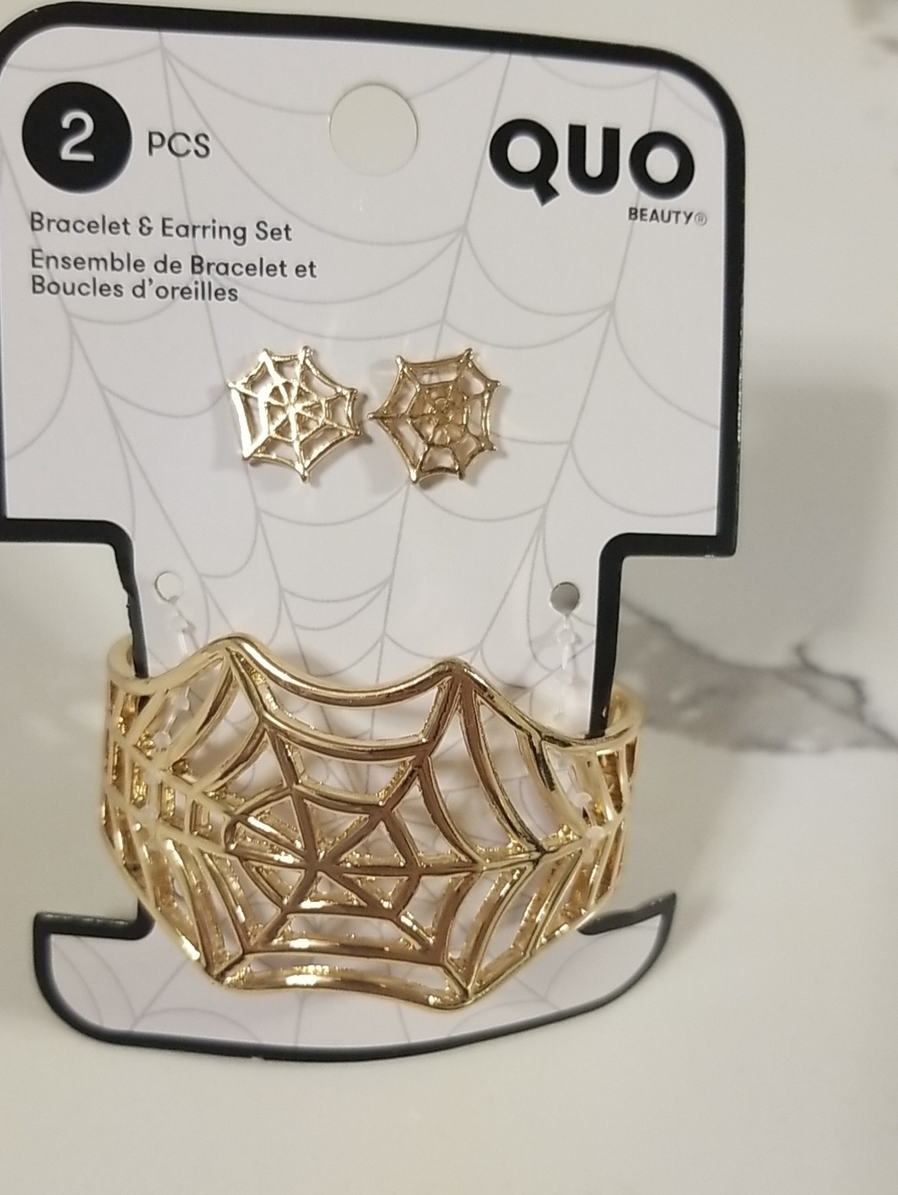 Quo Beauty Halloween  Spiderweb Bracelet & Earring Set